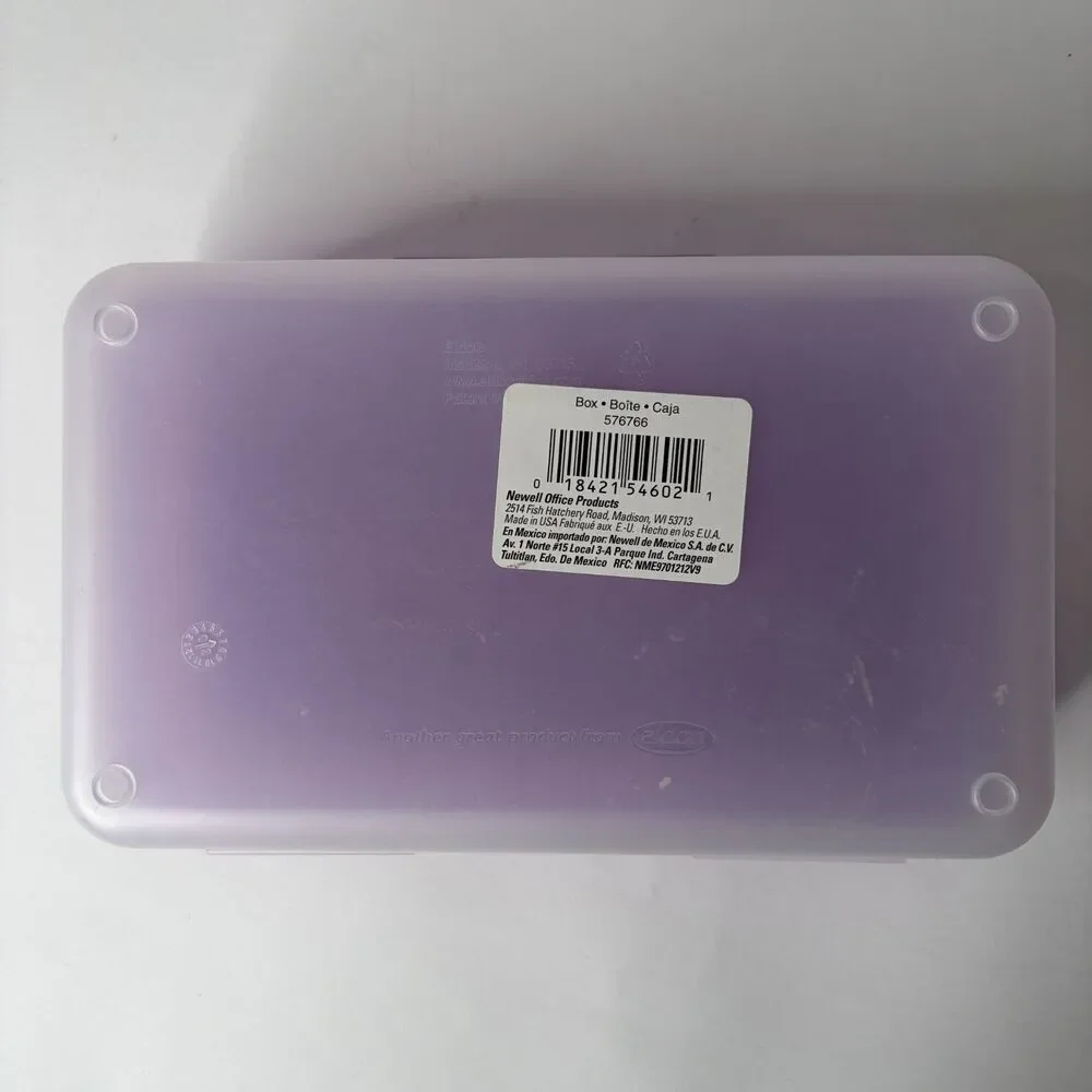 Vintage Spacemaker Pencil Box Case Plastic Transparent Clear Purple 90s